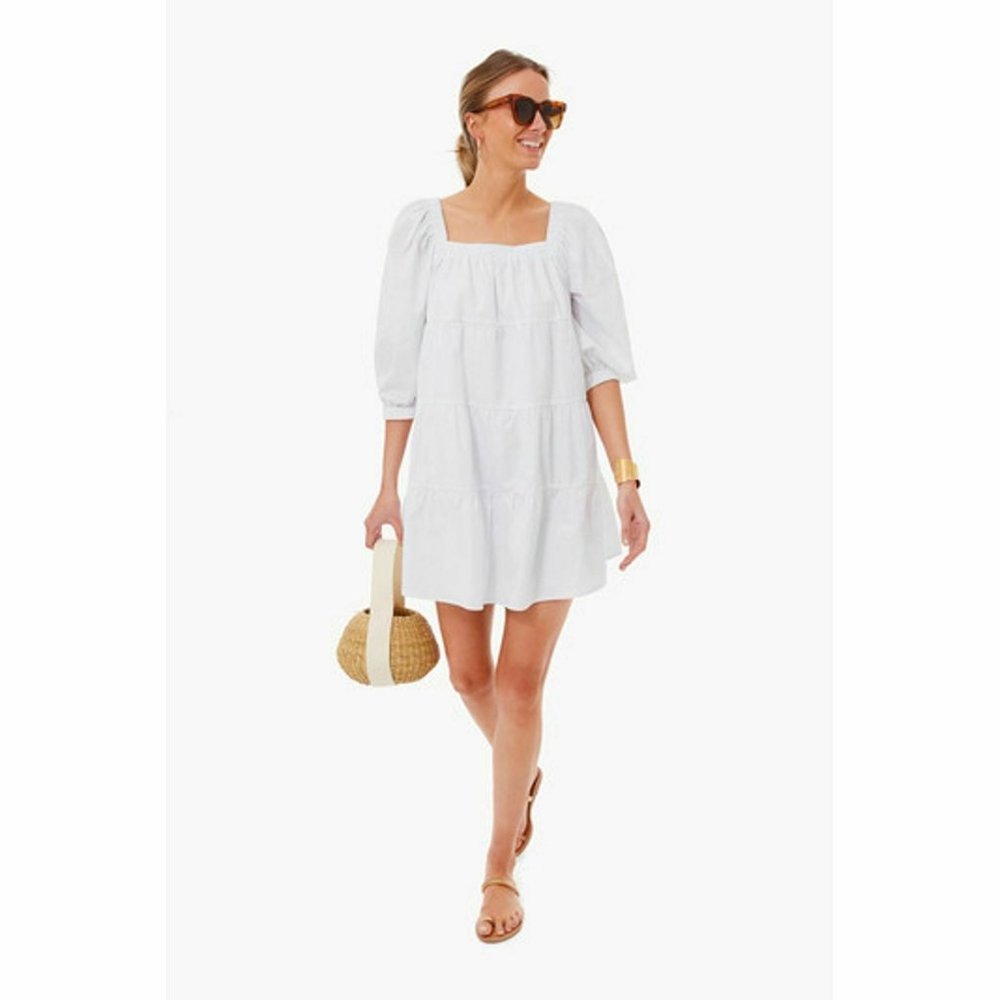 Pomander Place | Tuckernuck Women's White Halile Dress Tiered Mini Puff Sleeve M
